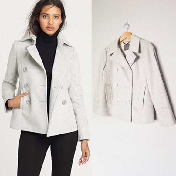 NEW J. CREW Women's Peacoat 100% Wool By Nello Gori Thinsulate Marled Cream $398 - Picture 1 of 16